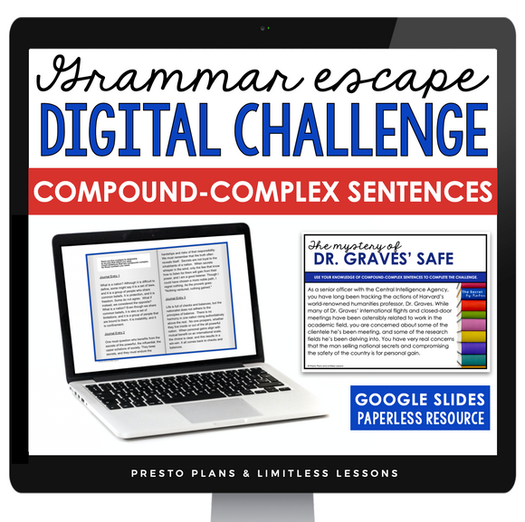 COMPOUND-COMPLEX SENTENCES GRAMMAR ACTIVITY DIGITAL GOOGLE ESCAPE CHALLENGE