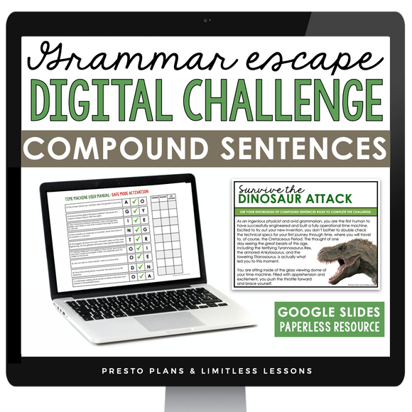 COMPOUND SENTENCES GRAMMAR ACTIVITY DIGITAL GOOGLE ESCAPE CHALLENGE