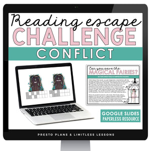 Types of Conflict Presentation Slides & Digital Escape Room Reading Activity