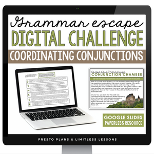 Coordinating Conjunctions Escape Room Digital Activity, Google Slides, and Quiz