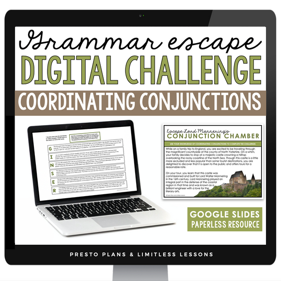 COORDINATING CONJUNCTIONS GRAMMAR ACTIVITY DIGITAL GOOGLE ESCAPE CHALLENGE