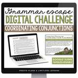 Coordinating Conjunctions Escape Room Digital Activity, Google Slides, and Quiz