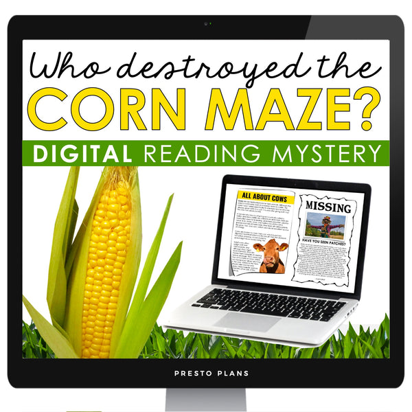 Close Reading Digital Mystery Text Evidence Inference Activity - Corn Maze