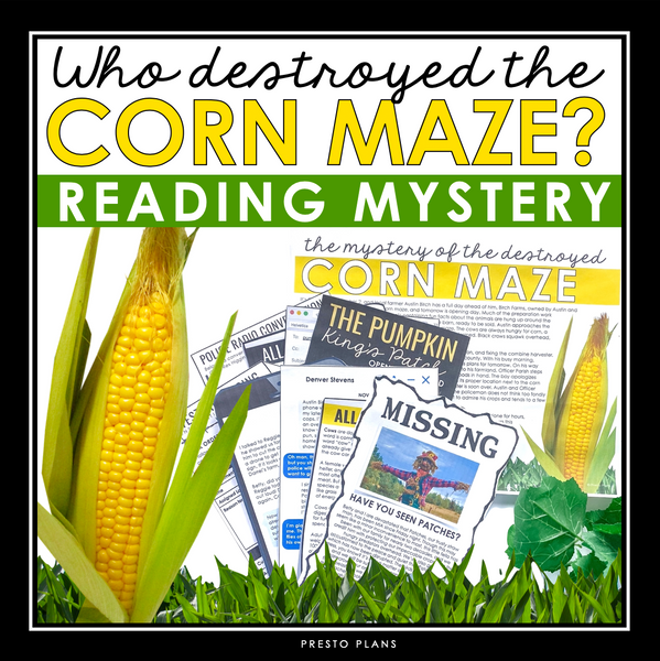 Close Reading Mystery Inference Text Evidence Activity - Destroyed Corn Maze