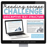 DESCRIPTIVE TEXT STRUCTURE DIGITAL ACTIVITY READING ESCAPE CHALLENGE
