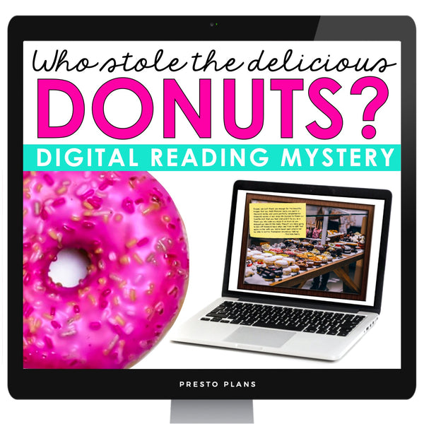 Close Reading Digital Mystery Text Evidence Inference Activity - Stolen Donuts