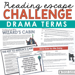 Drama Vocabulary Introduction & Theater Escape Room Script Reading Activity