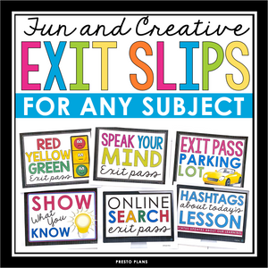 EXIT SLIPS FOR ANY SUBJECT