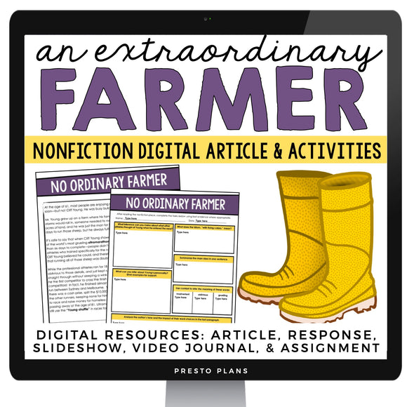 DIGITAL NONFICTION ARTICLE AND ACTIVITIES INFORMATIONAL TEXT: NO ORDINARY FARMER