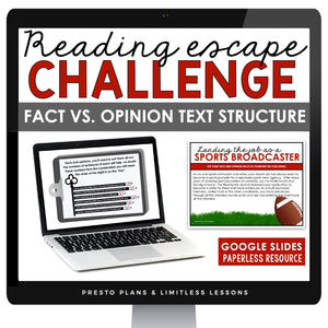 Fact and Opinion Text Structure Slides & Nonfiction Digital Reading Activity