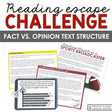 FACT VS OPINION ACTIVITY INTERACTIVE READING CHALLENGE ESCAPE
