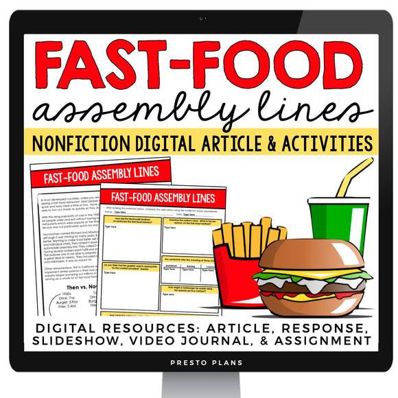DIGITAL NONFICTION ARTICLE & ACTIVITIES INFORMATIONAL TEXT: FAST-FOOD