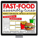Nonfiction Reading Comprehension Digital Activities - Fast Food Assembly Lines