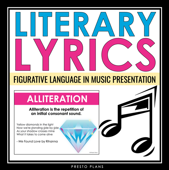 Figurative Language in Song Lyrics Music Presentation - Poetry Introduction