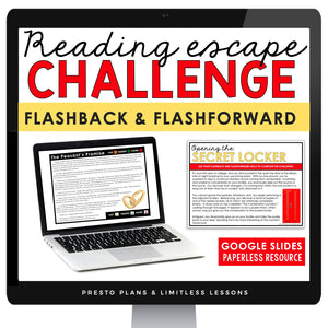 FLASHBACK AND FLASHFORWARD ACTIVITY INTERACTIVE READING CHALLENGE ESCAPE