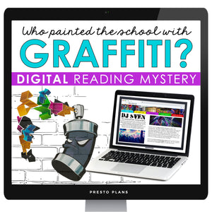 Close Reading Digital Mystery Text Evidence Inference Activity - School Graffiti