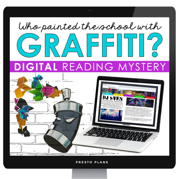 Close Reading Digital Mystery Text Evidence Inference Activity - School Graffiti