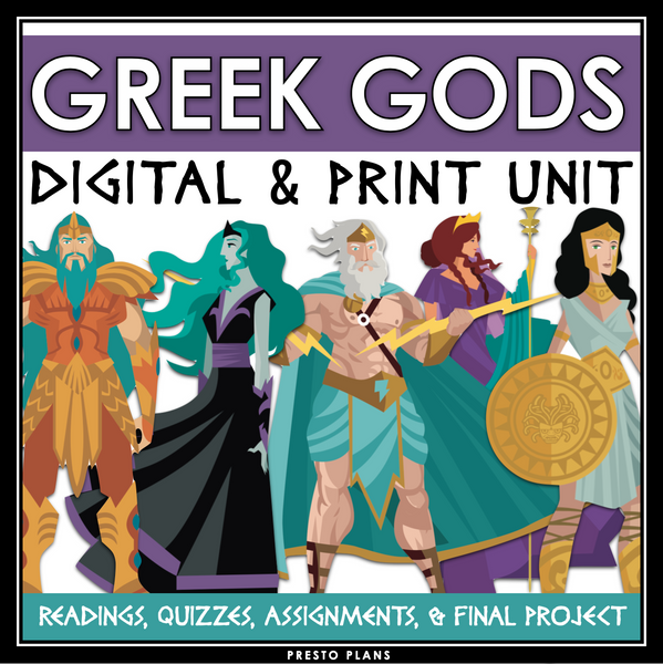 Greek Mythology Unit - Greek Gods Reading Activities - Digital Print Bundle