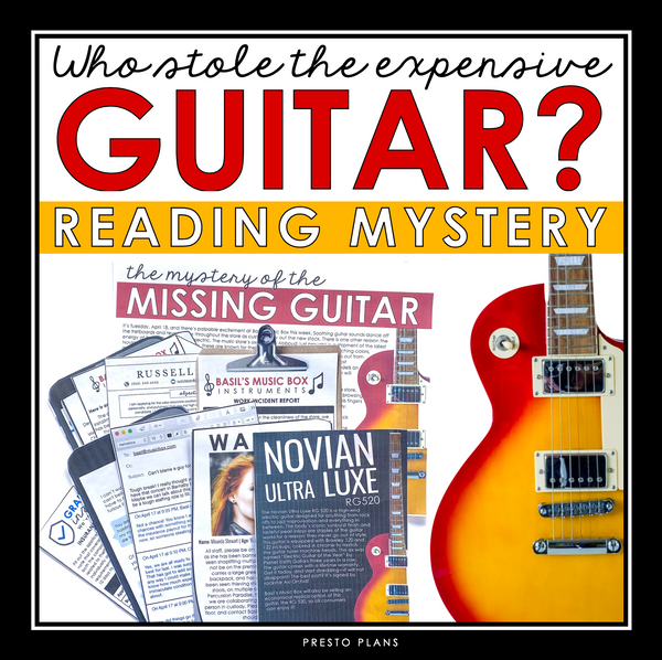 Close Reading Mystery Text Evidence Inference Activity - Who Stole the Guitar?