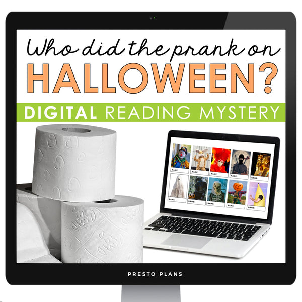 Halloween Close Reading Digital Mystery Inference Activity - Toilet Paper Prank