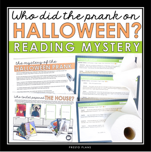 HALLOWEEN CLOSE READING INFERENCE MYSTERY: WHO TOILET PAPERED THE HOUSE?