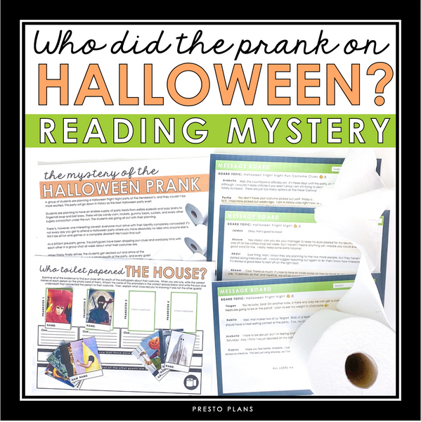 Halloween Close Reading Mystery Inference Activity - Toilet Paper Prank