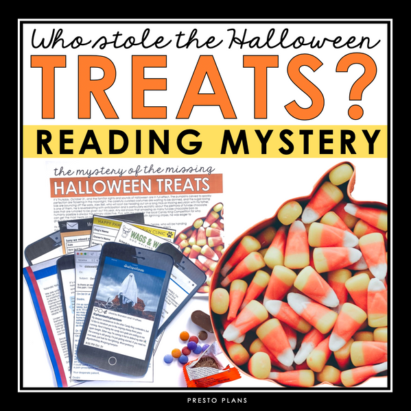 Halloween Close Reading Mystery Inference Activity - Who Stole the Candy?
