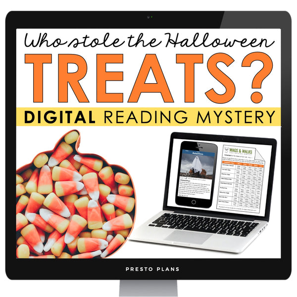 Halloween Close Reading Digital Mystery Inference Activity Who Stole the Candy?