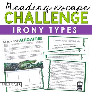 Irony Presentation & Verbal, Dramatic, Situational Escape Room Reading Activity