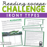 Irony Presentation & Verbal, Dramatic, Situational Escape Room Reading Activity