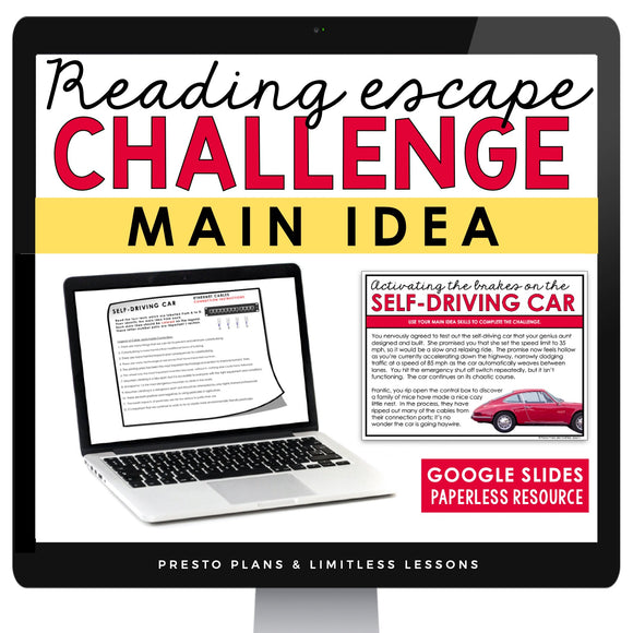 MAIN IDEA DIGITAL ACTIVITY READING ESCAPE CHALLENGE