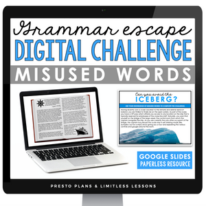 MISUSED WORDS GRAMMAR ACTIVITY DIGITAL GOOGLE ESCAPE CHALLENGE