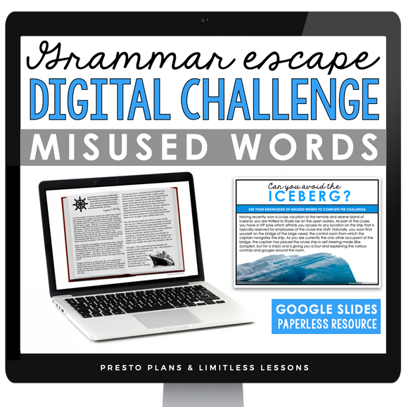 MISUSED WORDS GRAMMAR ACTIVITY DIGITAL GOOGLE ESCAPE CHALLENGE