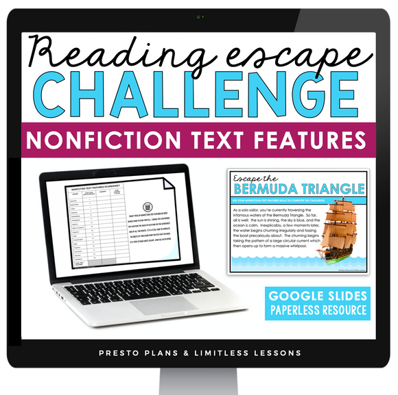 NONFICTION TEXT FEATURES DIGITAL ACTIVITY READING ESCAPE CHALLENGE