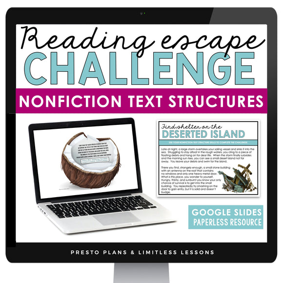 NONFICTION TEXT STRUCTURES DIGITAL ACTIVITY READING ESCAPE CHALLENGE