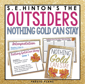 The Outsiders Nothing Gold Can Stay by Robert Frost Poetry Analysis Activity