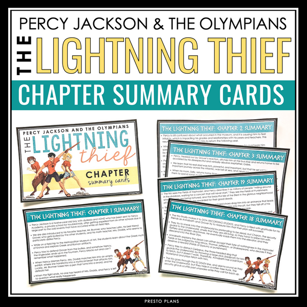 Percy Jackson and the Olympians The Lightning Thief Novel Chapter Summary Cards
