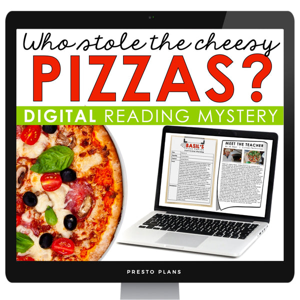 Close Reading Digital Mystery Inference Activity - Who Stole the Pizzas?