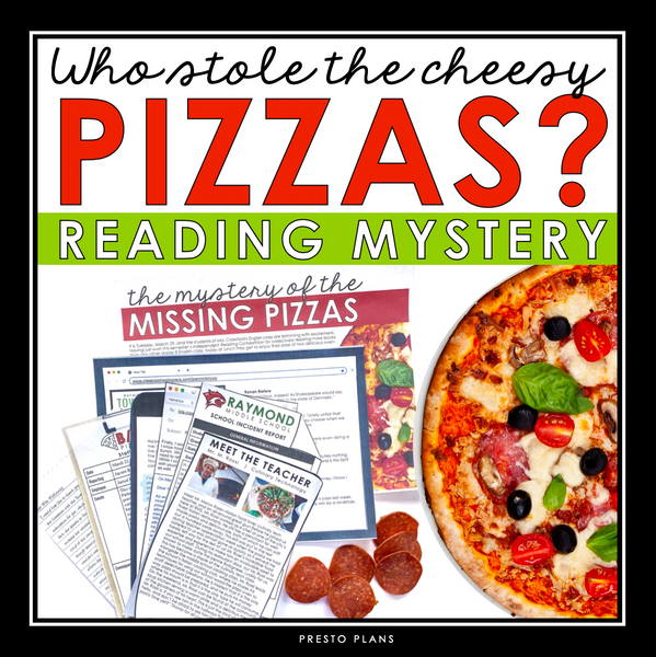 Close Reading Mystery Text Evidence Inference Activity - Who Stole the Pizzas?