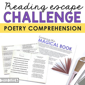 POETRY COMPREHENSION ACTIVITY INTERACTIVE READING CHALLENGE ESCAPE