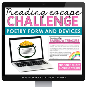 Poetry Figurative Language & Form Slides & Digital Escape Room Reading Activity