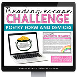 Poetry Figurative Language & Form Slides & Digital Escape Room Reading Activity