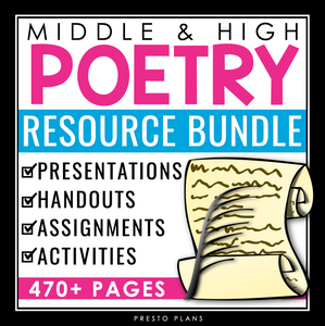Poetry Unit - Poem Analysis and Writing Bundle - Presentations and Assignments