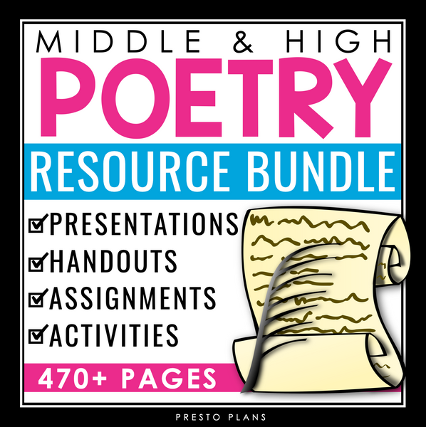 Poetry Unit - Poem Analysis and Writing Bundle - Presentations and Assignments