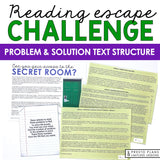 Problem and Solution Text Structure Presentation & Escape Room Reading Activity