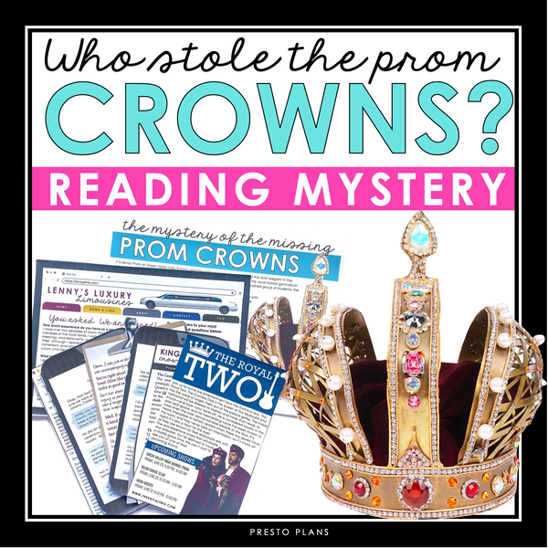 End of the Year Close Reading Mystery Inference Activity - Prom Crown Missing