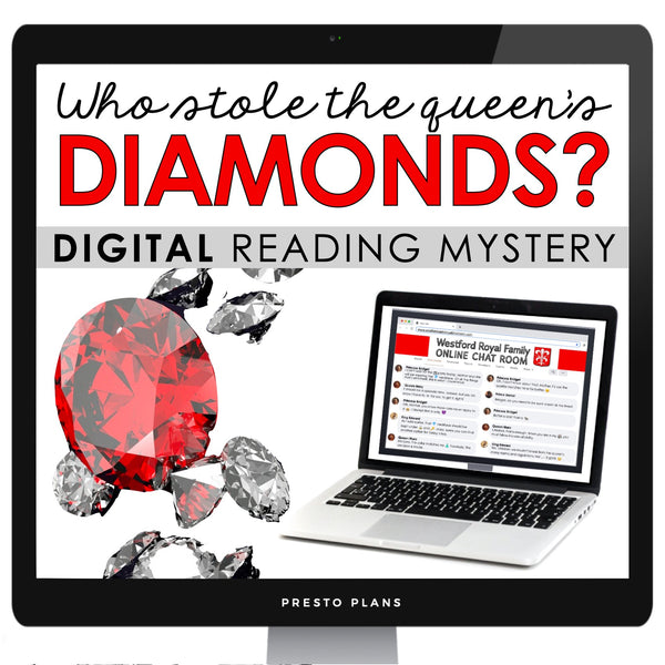 Close Reading Digital Mystery Inference Activity - The Queen's Diamonds