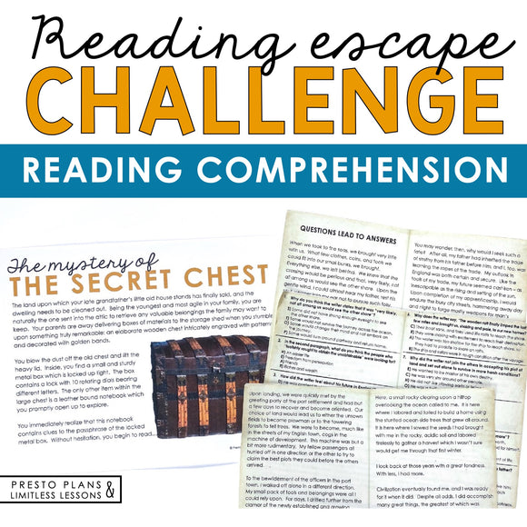 READING COMPREHENSION ACTIVITY INTERACTIVE READING CHALLENGE ESCAPE