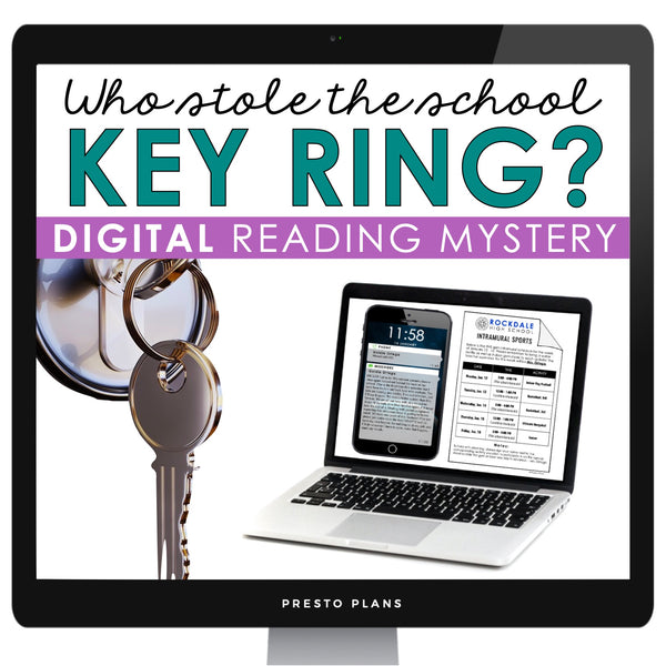 Close Reading Digital Mystery Inference Activity - Who Stole the School Keys?