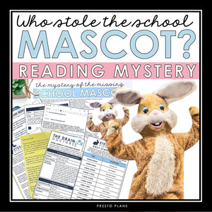 Close Reading Mystery Inference Activity - Who Stole the Bunny Mascot?